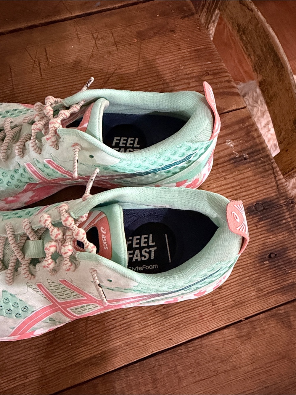 ASICS mint green & coral athletic running shoes - Picture 7 of 7